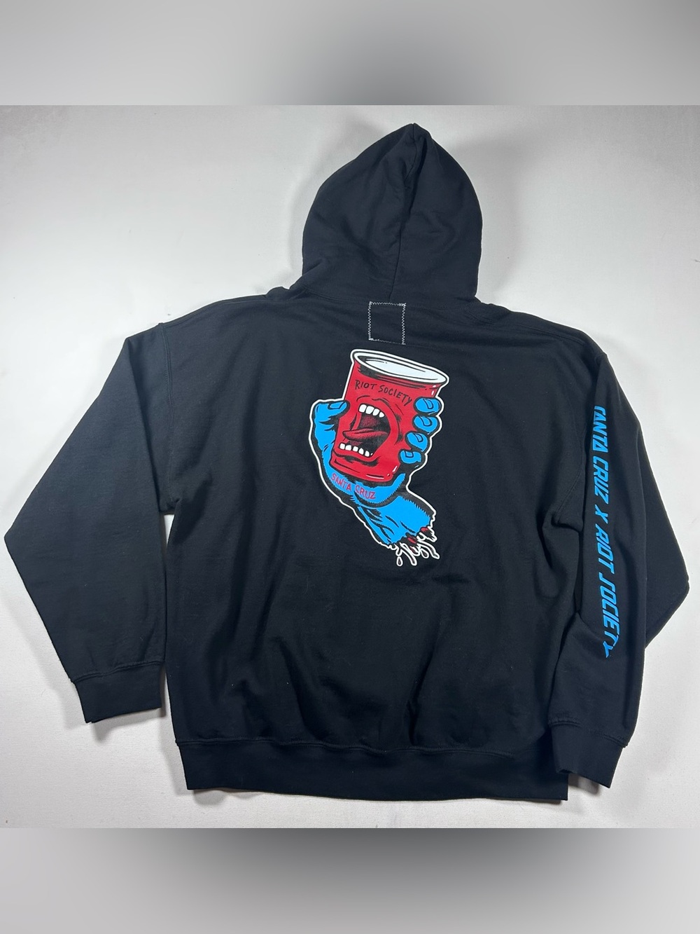 Mens XL Black Santa Cruz Skateboards Riot Society Hoodie Sweatshirt Logo Y2k